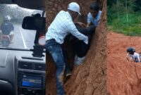 Kolase foto saat pengejaran pelaku dan saat pergumulan di lubang tebing serta setelah pelaku berhasil dilumpuhkan dievakuasi ke atas tebing, Sabtu 13 Juni 2026 | ist/Media Prioritastv.com.