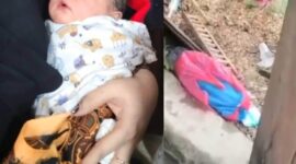Kolase foto saat bayi telah diamankan warga dan saat pertama kali ditemukan di belakang salon di Desa Terbanggi Marga, Sukadana, Lampung Timur, Senin 15 Juni 2026 | ist/Media Prioritastv.com.