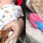 Kolase foto saat bayi telah diamankan warga dan saat pertama kali ditemukan di belakang salon di Desa Terbanggi Marga, Sukadana, Lampung Timur, Senin 15 Juni 2026 | ist/Media Prioritastv.com.