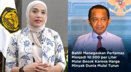 Dwi Anggia, Juru Bicara Menteri ESDM Bahlil Lahadalia saat memastikan harga BBM nonsubsidi akan ikut turun jika harga minyak dunia merosot dan foto Bahlil yang beredar di media sosial menarasikan Pertamax akan turun | ist/Media Prioritastv.com.