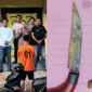 Kolase foto setelah tersangka ditangkap Polsek Wonosobo dan barang bukti senjata tajam yang digunakan mengancam korban | Dok. Humas Polres Tanggamus.