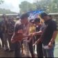 Suasana meriah Mancing Mania Ikan Mas dan penyaluran bantuan sosial oleh Kodim 0424/Tanggamus di Pekon Waringin Sari Barat, Minggu (7/6/2026)