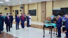 Prosesi pengambilan sumpah jabatan dalam pelantikan sejumlah pejabat di lingkung Pemkab Pringsewu oleh Bupati Riyanto Pamungkas, Kamis 30 Juli 2026| Samuel/Media Prioritastv.com.