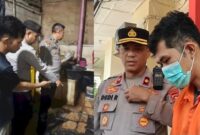 Kolase foto saat polisi melakukan pemeriksaan TKP dan saat tersangka Malfino Marcel setelah ditangkap | ist/Media Prioritastv.com.