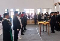 Bupati Tanggamus H. Moh. Saleh Asnawi saat melantik 78 pejabat di GSG Islamic Center Kota Agung, Rabu 26 Agustus 2026 | Herdi/Media Prioritastv.com.