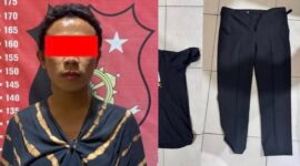 Kolase foto VJ Baduy yang telah ditangkap polisi dan barang bukti pakaian yang diamankan pada Selasa 18 Agustus 2026 | Dok. Humas Polres Pesisir Barat.