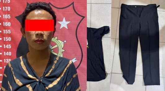 Kolase foto VJ Baduy yang telah ditangkap polisi dan barang bukti pakaian yang diamankan pada Selasa 18 Agustus 2026 | Dok. Humas Polres Pesisir Barat.