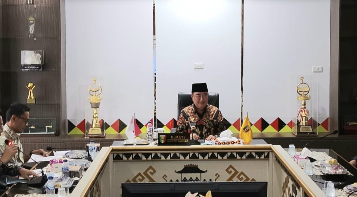 Bupati Tanggamus H. Moh. Saleh Asnawi saat menyampaikan kelanjutan relokasi pasar GSG Talang Padang ke pasar modern, Jumat 31 Juli 2026 | Herdi/Media Prioritastv.com.