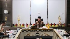 Bupati Tanggamus H. Moh. Saleh Asnawi saat menyampaikan kelanjutan relokasi pasar GSG Talang Padang ke pasar modern, Jumat 31 Juli 2026 | Herdi/Media Prioritastv.com.