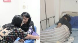Kolase foto saat Yono 'Mas Mullet' saat dijenguk rekannya dan foto diduga lawan tabrakan mas mullet yang masih di salah satu rumah sakit | ist/Media Prioritastv.com.