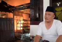 Kolase foto kebakaran gudang Diamond Berkah dan saat H. Oji menceritakan detik-detik kebakaran rumah yang disewanya untuk gudang, Sabtu 1 Agustus 2026 | Herdi/Media Prioritastv.com.