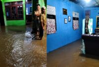 Salah satu rumah warga Pekon Negeri Ngarip, Wonosobo, Tanggamus yang tergenang akibat luapan banjir paska gorong-gorong ambrol, Sabtu 1 Agustus 2026, malam | ist/Media Prioritastv.com.