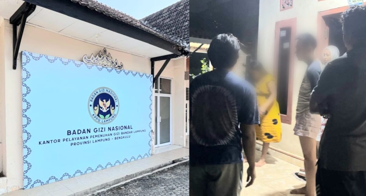 Kolase foto kantor KPPG Bandar Lampung dan saat oknum Kepala SPPG di Tanggamus yang digrebek istri sah | ist/Media Prioritastv.com.