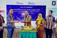 Seremony penyerahan bantuan perpustakaan digital senilai Rp500 juta dari Centratama Group di SMPN 2 Pringsewu, Selasa 4 Agustus 2026 | Samuel/Media Prioritastv.com.