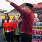 Kadis Koperindag Tanggamus Andi Dermawan saat menyampaikan memberikan penyampaikan kepada pedagang GSG Talang Padang, Sabtu 8 Agustus 2026 | ist/Media Priotastv.com.