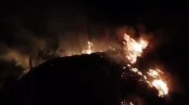 Kebakaran lahan yang disebut terjadi di Tanjakan Gayau, Bulok, Tanggamus, Sabtu 8 Agustus 2026, malam | Dok.Tangkapan Layar Video.