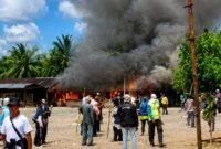 Salah satu bangunan milik PT Bumi Sentosa Abadi (BSA) di Kecamatan Anak Tuha, Kabupaten Lampung Tengah yang dibakar massa, Rabu 12 Agustus 2026 | ist/Media Prioritastv.com.