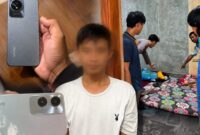 Kolase foto tersangka CA dan barang bukti yang diamankan serta saat polisi melakukan pemeriksaan TKP, Kamis 13 Juli 2026 | Dok. Polsek Ngaras.