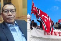 Kolase foto Sekretaris Jenderal Komite Persiapan Pembentukan Provinsi Aceh Leuser Antara (KP3ALA) Burhan Alpin dan saat warga mengibarkan Bendera Bulan Bintang di Gapura Masjid Raya Baiturrahman, Sabtu (15/8/2026) | ist/Media Prioritastv.com.
