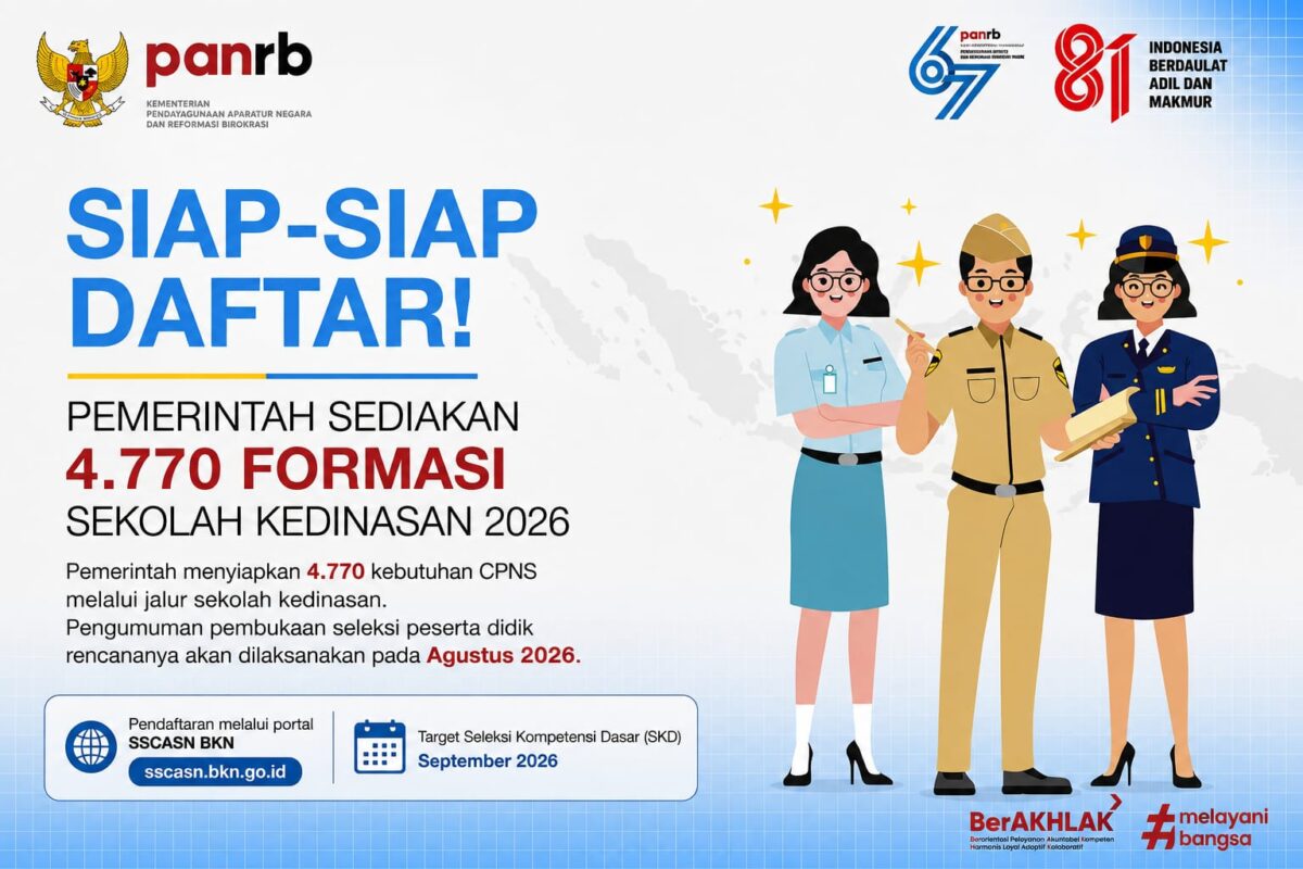 Informasi pendaftaran sekolah kedinasan tahun 2026 Kemenpan RB Republik Indonesia | ist/Media Prioritastv.com.