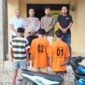 Ketiga pelajar, tersangka jambret handphone di Jalinbar Lakaran, Wonosobo, Tanggamus sebelum dilimpahkan ke PPA Satreskrim Polres Tanggamus, Minggu 16 Agustus 2026 | Dok. Humas Polres Tanggamus.