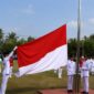 Pengibaran Sang Saka Merah Putih dalam upacara Hari Ulang Tahun ke 81 Republik Indonesia Kabupaten Tanggamus di Lapangan Merdeka, Kota Agung, Senin 17 Agustus 2026 | Herdi/Media Prioritastv.com.