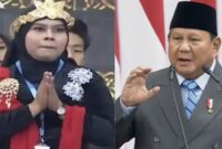 Kolase foto Susannah dan saat Presiden Prabowo menyatakan Susannah sebagai pengupas bawang bergaji Rp700 ribu per kilogram pada saat pidato tahunan kenegaraan Presiden Prabowo Subianto di Gedung MPR RI, Jumat (14/8/2026) | Dok. Tangkapan Layar Video.