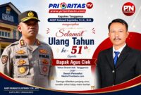 Flyer ucapan selamat ulang tahun kepada Wanhat Media Prioritastv.com Agus Ciek, Senin 17 Agustus 2026.