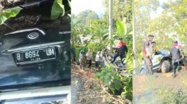Kolase foto saat mobil berada di jurang kebun dan saat proses evakuasi hingga berhasil ditarik ke jalan, Senin 17 Agustus 2026 | ist/Media Prioritastv.com.