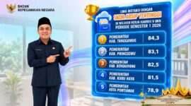 Tabel capaian skor kearsipan tertinggi Kabupaten Tanggamus dengan foto Kepala BKPSDM Tanggamus Ivan Kurniawan | Dok. BKPSDM Tanggamus.