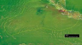 Citra satelit Himawari-9 menunjukkan sebaran abu vulkanik Gunung Anak Krakatau pada Sabtu (5/9/2026) pukul 20.00 WIB. Sebaran abu terpantau meluas ke sejumlah wilayah, termasuk Lampung dan seluruh wilayah Kabupaten Tanggamus, Sabtu 5 September 2026, malam.