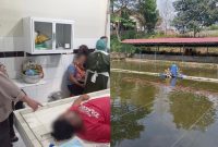 Kolase foto saat polisi melakukan identifikasi di Rumah Sakit Secanti Gisting, Jumat 4 September 2026 dan lokasi perbaikan kincir air di kolam korban | ist/Media Prioritastv.com.