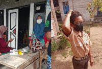 Kolase foto warga Karang Brak, Pematang Sawa, Tanggamus yang beraktifitas mengenakan masker termasuk para pelajar yang berangkat sekolah, Sabtu 5 September 2026 | Sungatno/Media Prioritastv.com.