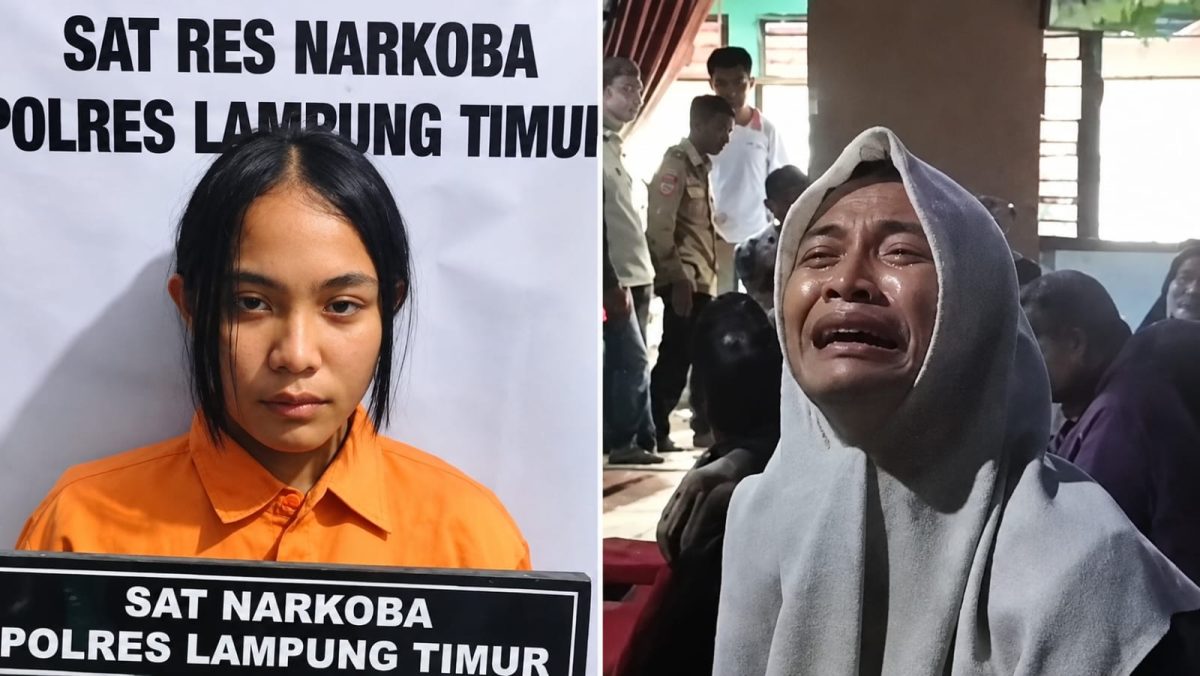 Kolase foto Apriliyani Niken Pratiwi (18), istri almarhum Joni Iskandar saat ditangkap dalam kasua Narkoba dan saat meninggalnya Joni kala itu | ist/Media Prioritasv.com.
