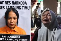 Kolase foto Apriliyani Niken Pratiwi (18), istri almarhum Joni Iskandar saat ditangkap dalam kasua Narkoba dan saat meninggalnya Joni kala itu | ist/Media Prioritasv.com.