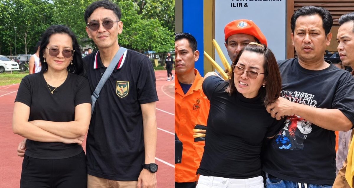 Kolase foto saat pelaku bersama suaminya dan saat diamankan seteleh melakukan penusukan, Senin 21 September 2026 | ist/Media Prioritastv.com.