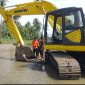 Tiga ekskavator BPBD Tanggamus yang ditempatkan dua di Pekon Belu dan satu di Pekon Kanyangan saat memulai pekerjaan penyodetan aliran air Way Belu Kota Agung Barat, Rabu 23 September 2026 | Herdi/Media Prioritastv.com.