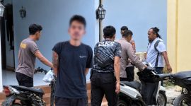 Polisi saat membawa motor korban ke lapangan barang bukti Satreskrim dan (insert) tersangka MD yang ditangkap, Kamis 1 Oktober 2026 | ist/Media Prioritastv.com.