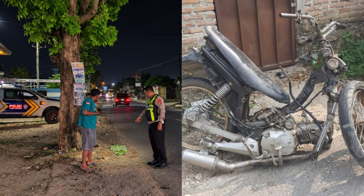 Kolase foto saat personil kepolisian melakukan pemeriksaan TKP dan sepeda motor yang ringsek usai mengalami kecelakaan, Jumat 3 Oktober 2026 | ist/Media Prioritastv.com.