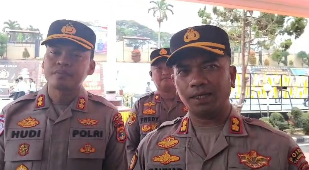 Kapolres Tanggamus lama AKBP Rahmad Sujatmiko saat memberikan keterangan pers sebelum meninggalkan Polres Tanggamus, Selasa 6 Oktober 2026 | Herdi/Media Prioritastv.com.