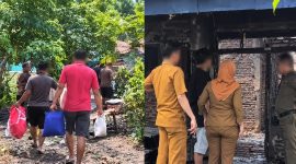 Kadis Sosial Tanggamus Hardarsyah saat mengantarkan bantuan Dinsos dan BPBD di Dusun Paneongan, Pekon Kota Agung, Kec. Kota Agung, Rabu 7 Oktober 2026 | Herdi/Media Prioritastv.com.