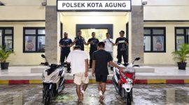 Kedua tersangka yang ditangkap dan dihadiahi timah panas Polsek Kota Agung, Tanggamus.