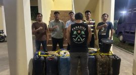 Tersangka dan barang bukti yang diamankan Satreskrim Polres Tanggamus.