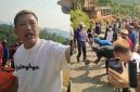 Kolase foto saat konten kreator bang Taun saat menyoroti pembangunan jalan di Sinar Jawa dan Datar Lebuay, Air Naningan, Tanggamus, Minggu 18 Oktober 2026.