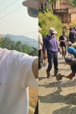 Warga Gotong Royong Perbaiki Jalan di Air Naningan Tanggamus, Bang Taun Sentil Pejabat: “Tidur Aja di Ruang AC”