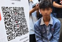 Kolase foto ilustrasi barcode pembayaran QRIS dan pelaku yang melakukan pergantian QRIS di Angkringan Soka Maliosewu, Pringsewu | ist/Media Prioritastv.com.