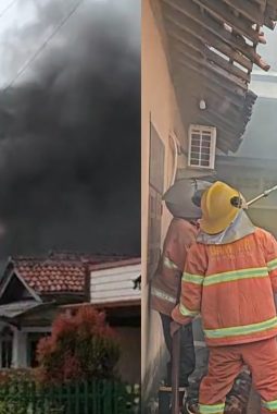 Breakingnews: Rumah di Pekon Pagelaran Pringsewu Terbakar, Asap Hitam Membubung ke Udara