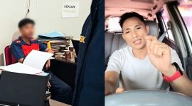 Kolase foto saat Rohadi berhasil diabadikan awak media saat berada di ruang Tipidter Satreskrim  Polres Tanggamus dan keluarga pelapor perkara Subehi yakni Hearly Egi | ist/Media Prioritastv.com.