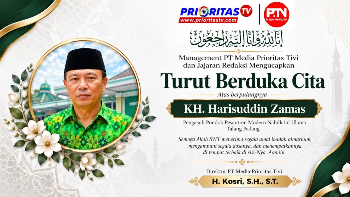 Flyer Ucapan Duka Meninggalnya KH. Harisudin Zamas, Pengasuh Ponpes PEMNU Talang Padang.