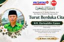 Flyer Ucapan Duka Meninggalnya KH. Harisudin Zamas, Pengasuh Ponpes PEMNU Talang Padang.